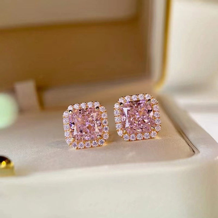 Artificial Gemstone Square Stud Earrings Trendsi