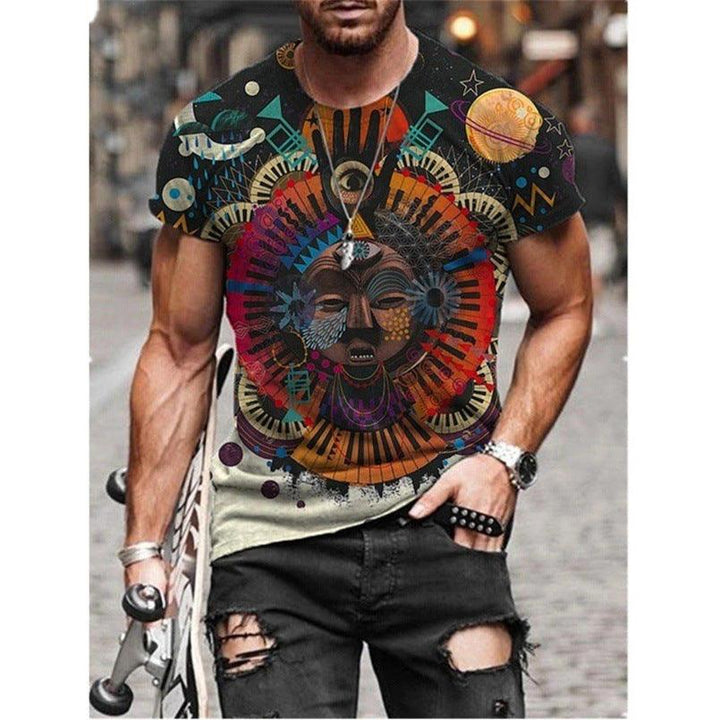 Casual Round Neck Short Sleeved 3D Digital - Super Amazing Store