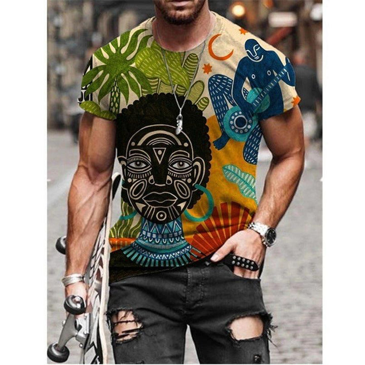 Casual Round Neck Short Sleeved 3D Digital - Super Amazing Store