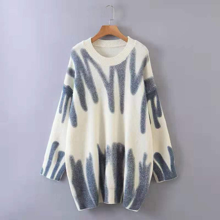 Loose Printed Sweater Women Lazy Pullover Sweater - Super Amazing Store