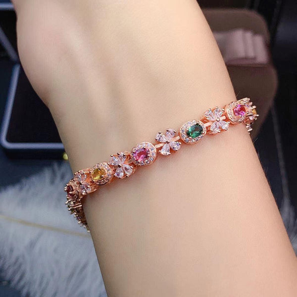 Natural Candy Rainbow Color Tourmaline Bracelet Crystal Clean Color So Light And Luxurious - Super Amazing Store