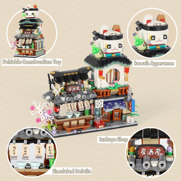 Mini Building Blocks Toys, Japanese Street View Izakaya Shop, MOC Creative Model Set, 789 PCS Simulation Architecture Construction Toy