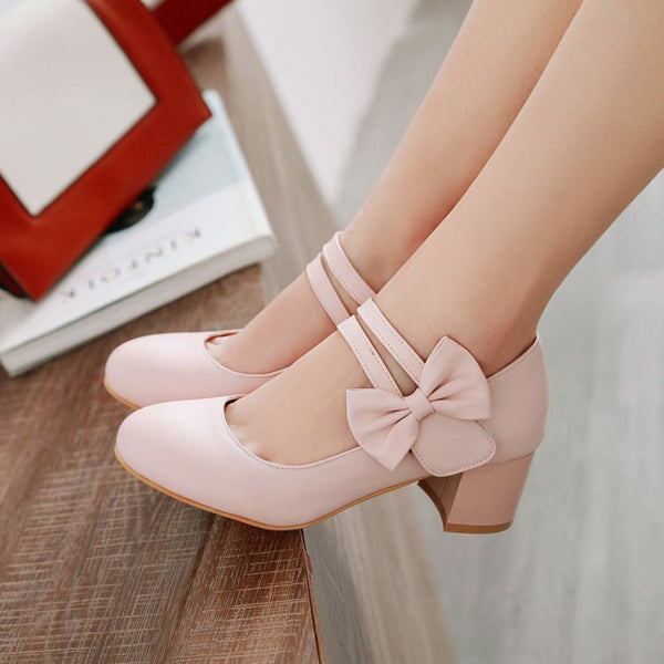 Personality Buckle Bows Pumps Q2