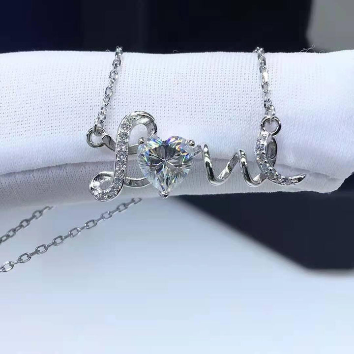 D-color Moissanite LOVE Fashion Pendant Necklace Female - Super Amazing Store