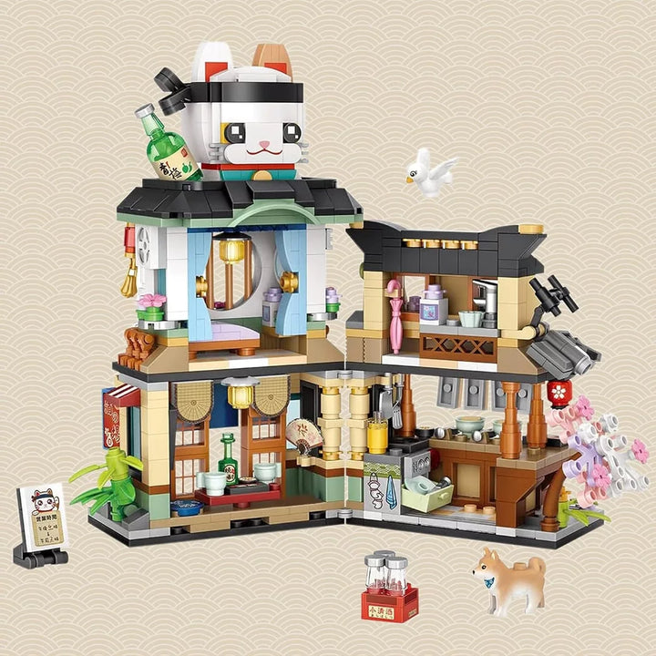 Mini Building Blocks Toys, Japanese Street View Izakaya Shop, MOC Creative Model Set, 789 PCS Simulation Architecture Construction Toy