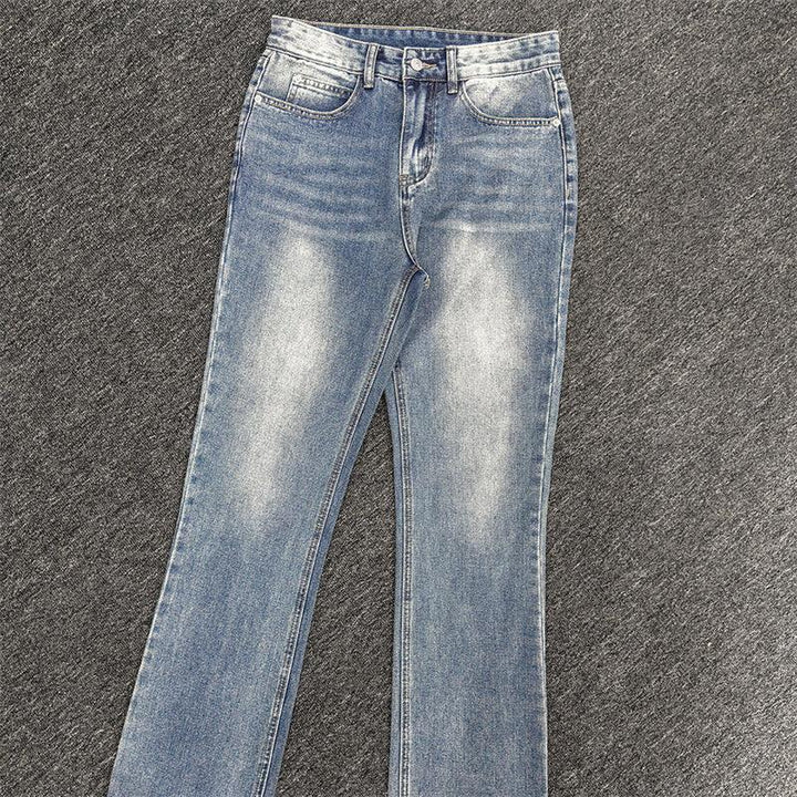 Washed High Street Flared Jeans Dark Blue - Super Amazing Store