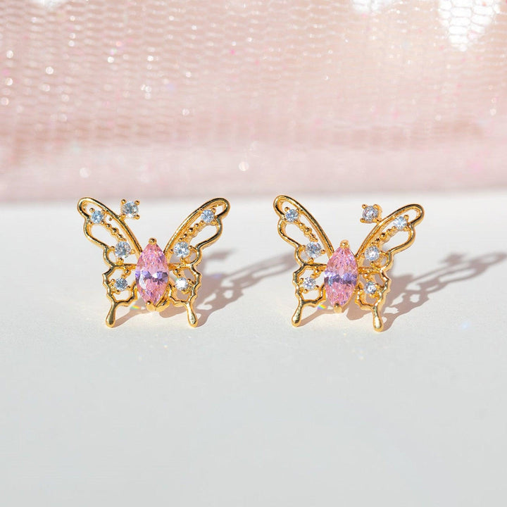 Hollow Out Butterfly Studs Micro Inlaid Zircon Sterling Silver - Super Amazing Store