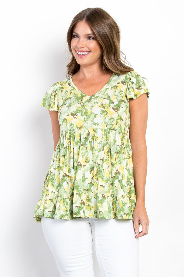 Be Stage Full Size Floral Ruffled Babydoll Top Trendsi