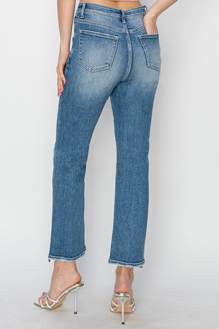 RISEN High Rise Slim Straight Jeans Trendsi