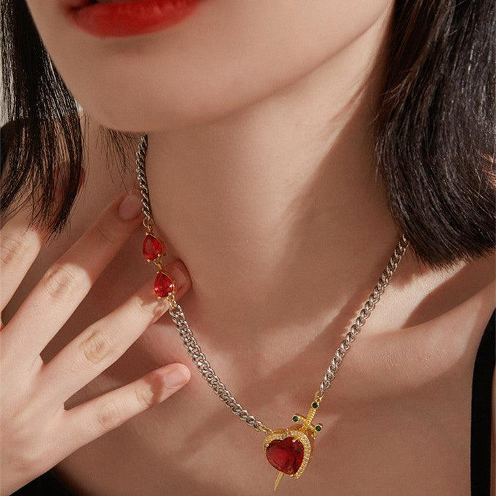 Women's Fashionable Simple Ruby Heart Necklace - Super Amazing Store