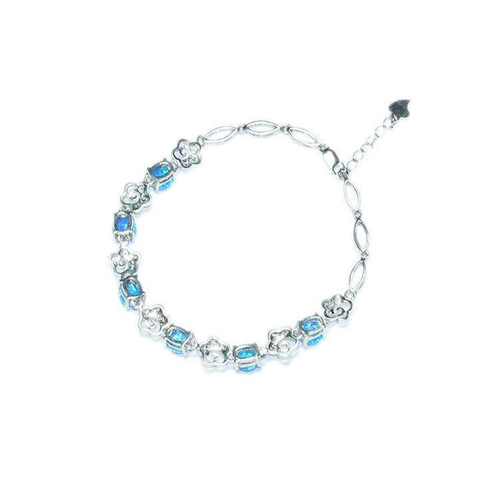 6mm Blue Opal Bracelet Silver Jewelry Colorful - Super Amazing Store