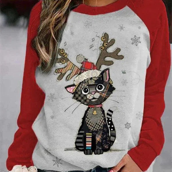 Christmas Print Crewneck Matching Color Long Sleeves - Super Amazing Store