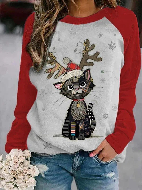 Christmas Print Crewneck Matching Color Long Sleeves - Super Amazing Store