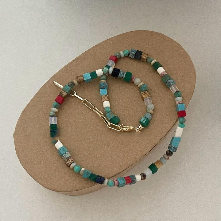 Colorful Natural Stone Necklace Niche Design - Super Amazing Store