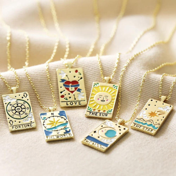 Colorful Oil Necklace Tarot Square Pendant - Super Amazing Store