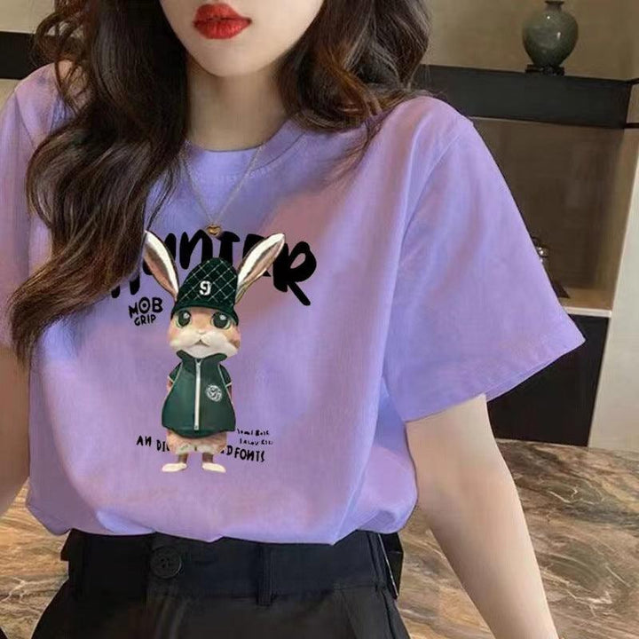 Colorful Right Shoulder Short T-shirt Half Sleeve - Super Amazing Store