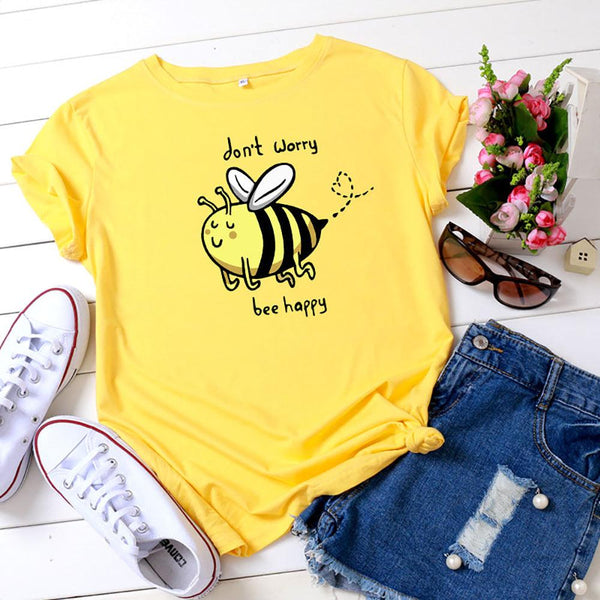 Cute Little Bee Cartoon Women's Clothing Large Size Printing - Super Amazing Store