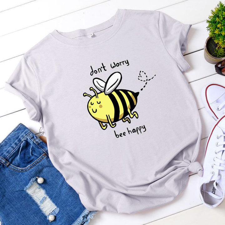 Cute Little Bee Cartoon Women's Clothing Large Size Printing - Super Amazing Store