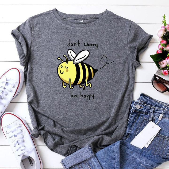 Cute Little Bee Cartoon Women's Clothing Large Size Printing - Super Amazing Store