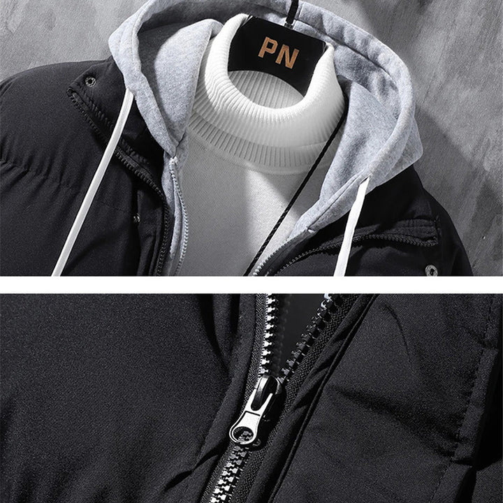 Hooded Jacket Men Winter Windproof Thickened Two-piece Coat Q2