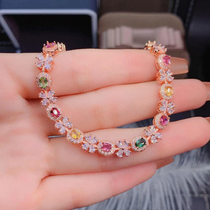 Natural Candy Rainbow Color Tourmaline Bracelet Crystal Clean Color So Light And Luxurious - Super Amazing Store