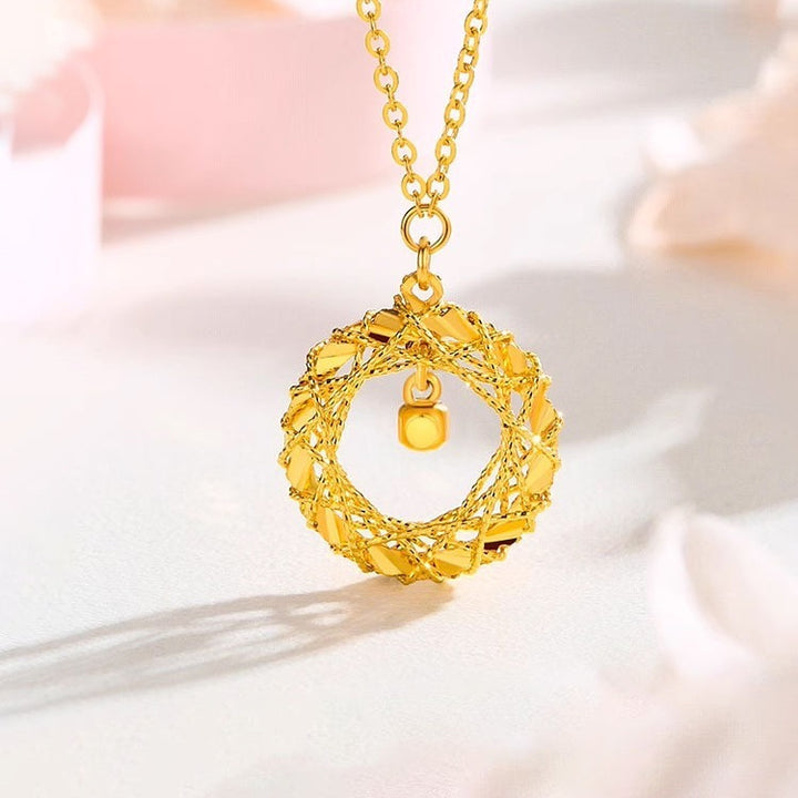 Fashion Gold Circle Net Design Necklace For Women Jewelry Q2