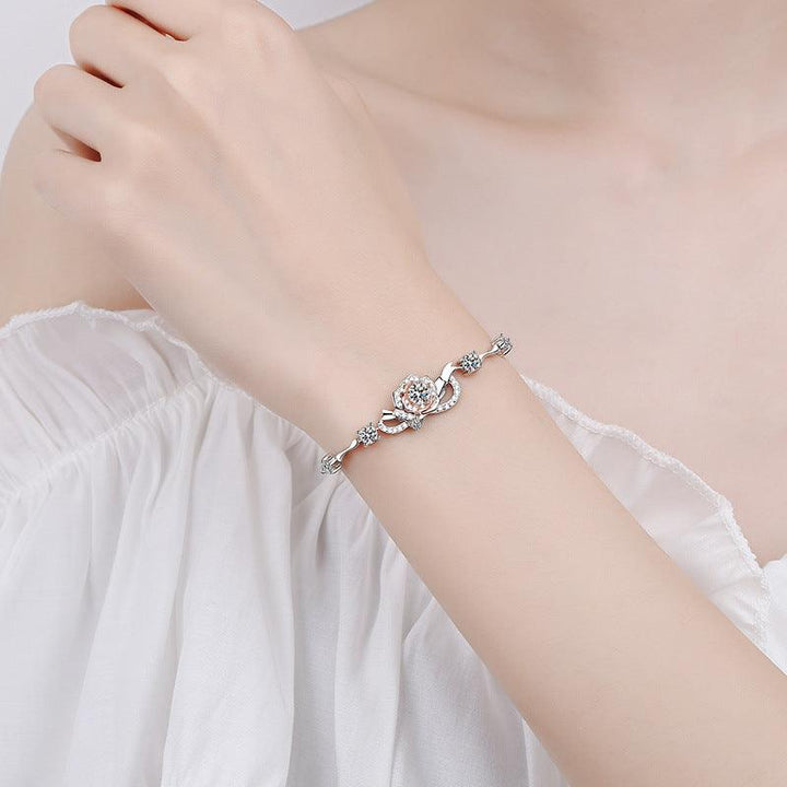 A Rose Bracelet Female S925 Silver Bracelet Inlaid Moissanite Bracelet - Super Amazing Store