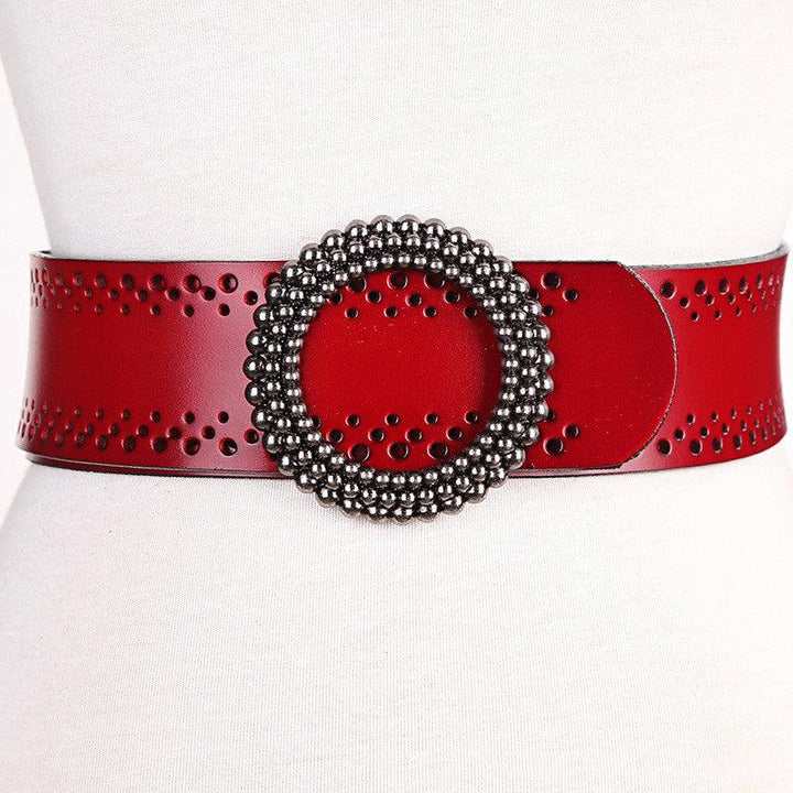 Green Women Belt No Hole Ladies Belts For Dresses Real Leather - Super Amazing Store