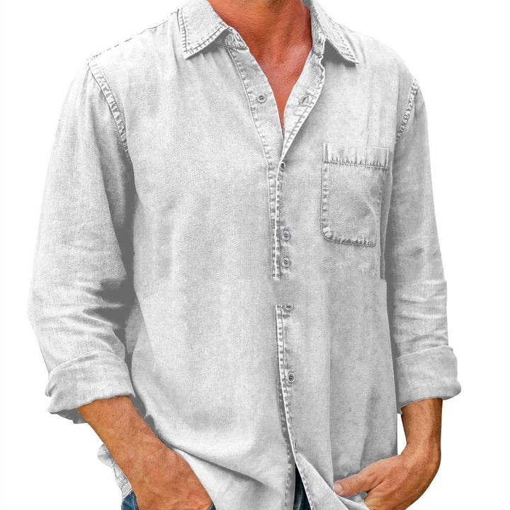 Men's Casual Solid Color Long Sleeve Shirt - Super Amazing Store