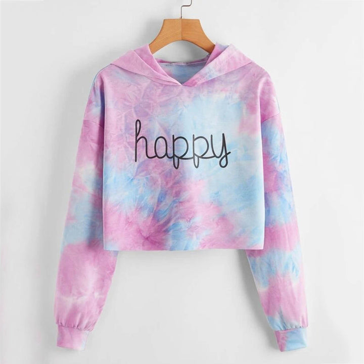 Crop Top Tie Dye Print Women's Sweatshirt - Super Amazing Store