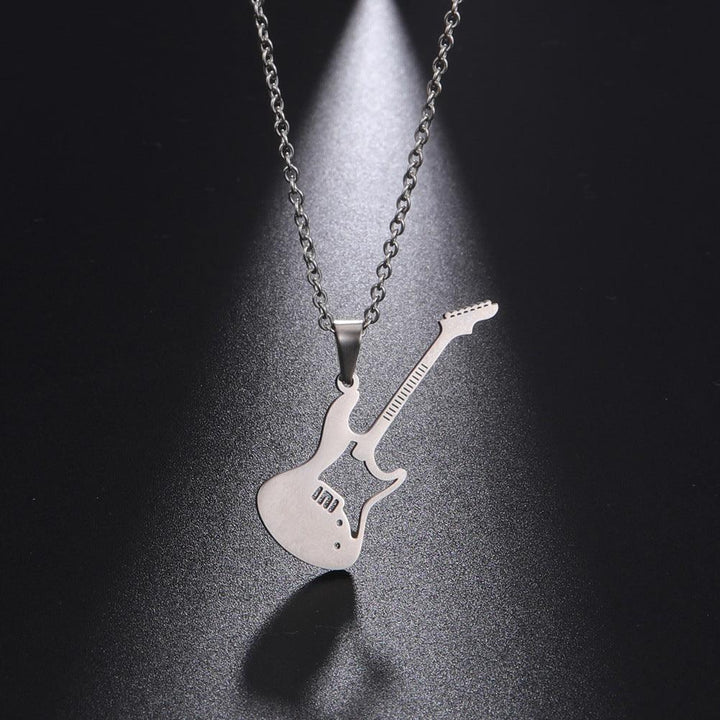 Punk Rock Stainless Steel Guitar Pendant Necklace - Super Amazing Store