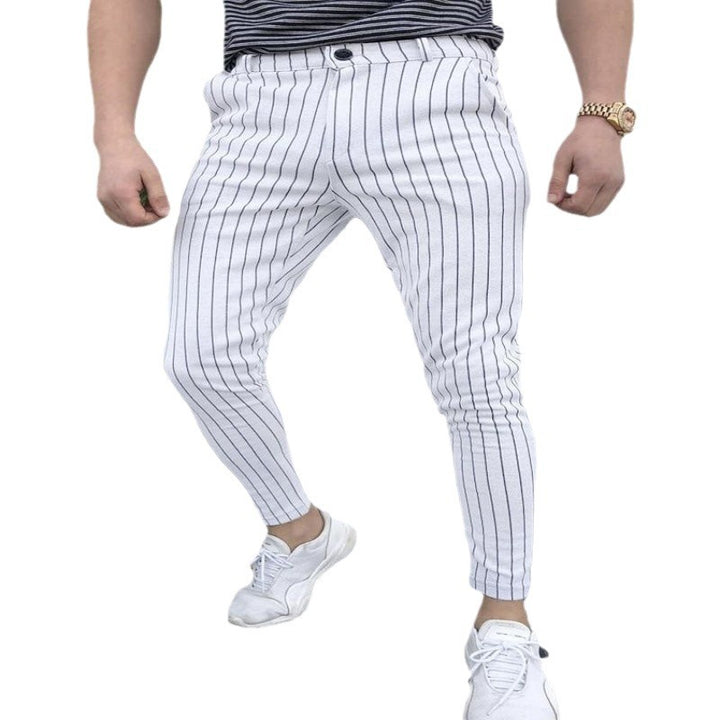 Spring And Autumn Slim Fit Men's Business Casual Pants Long Pants 3D Plaid Q2