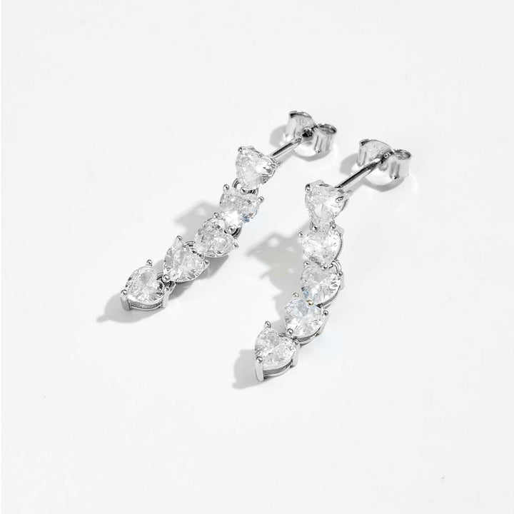 Inlaid Heart Zircon 925 Sterling Silver Drop Earrings Trendsi