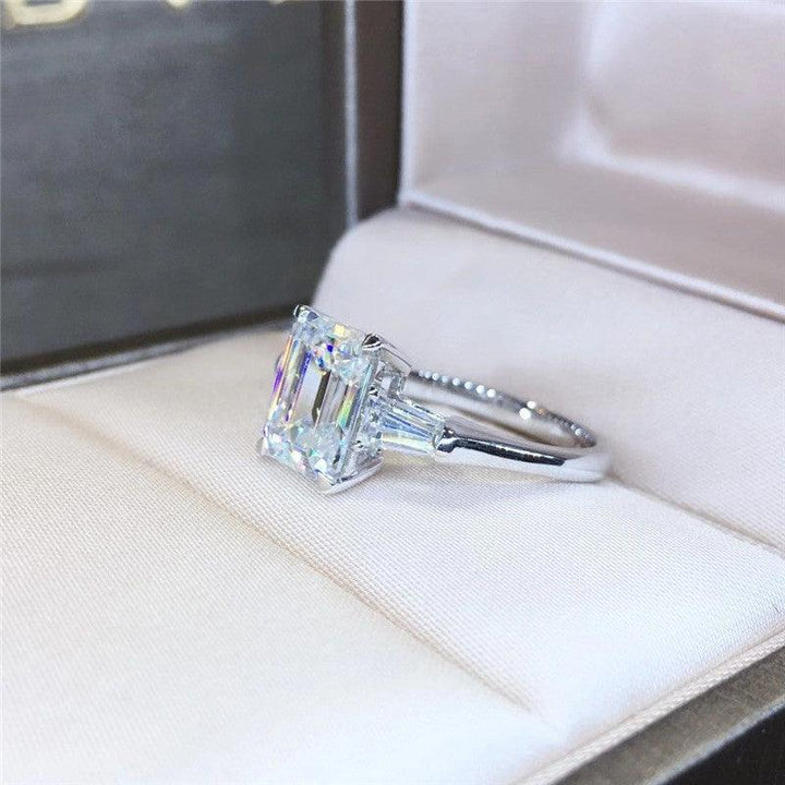 18K Gold Color Emerald Cut Baguette Diamond Ring Wholesale Price - Super Amazing Store