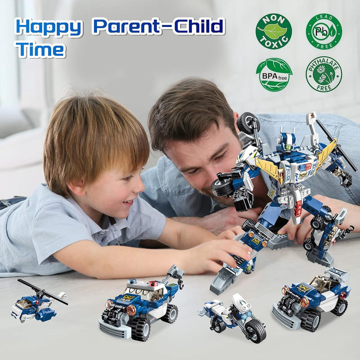 Educiro STEM Robot Building Toys, 453 PCS Construction Toys 6-In-1 STEM Toys for 6 Year Old Boys Creative Building Bricks Engineering Vehicles Blocks Kit for Kids Age 6 7 8 9 10 11 Year Old