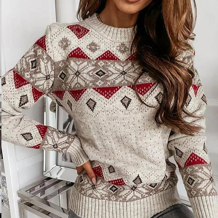 Snowflake Round Neck Sweater Trendsi