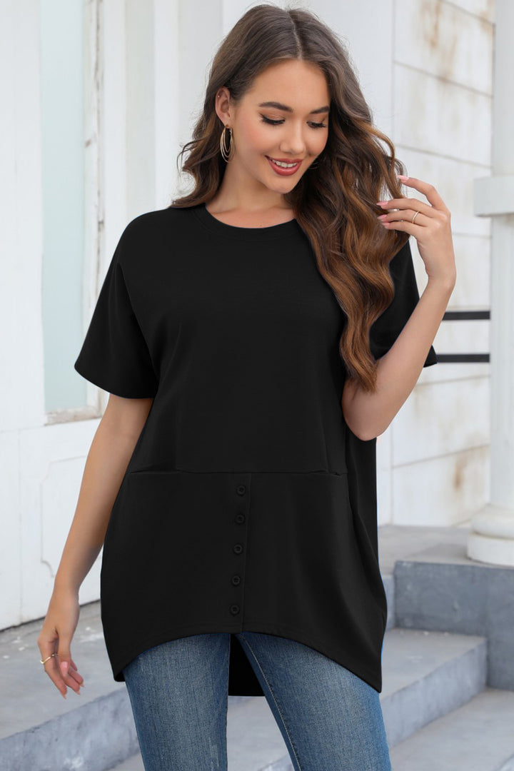 Round Neck Short Sleeve T-Shirt Trendsi