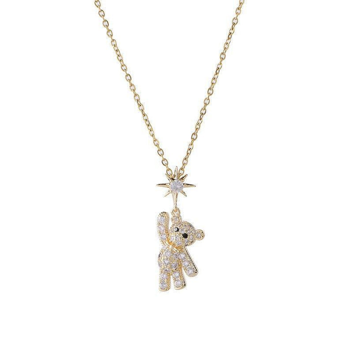 Cute And Sweet Titanium Steel Bear Ornament Necklace For Women - Super Amazing Store