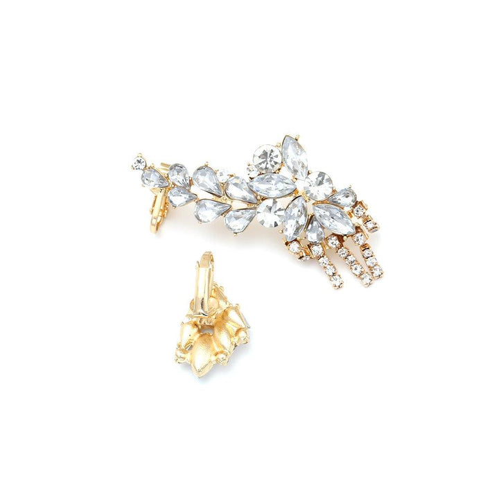 Alloy Hollow Jeweled Flower Tassel Earrings - Super Amazing Store