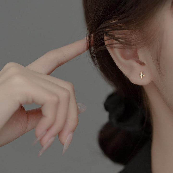 S925 Silver Simple Women's Four-corner Star Earrings - Super Amazing Store