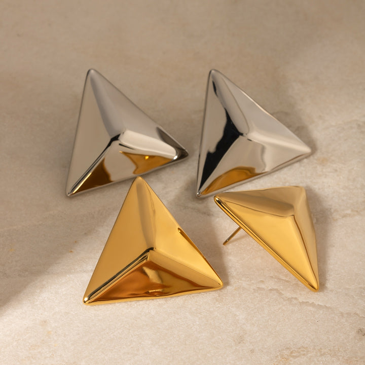 Stainless Steel 3D Triangle Earrings Trendsi