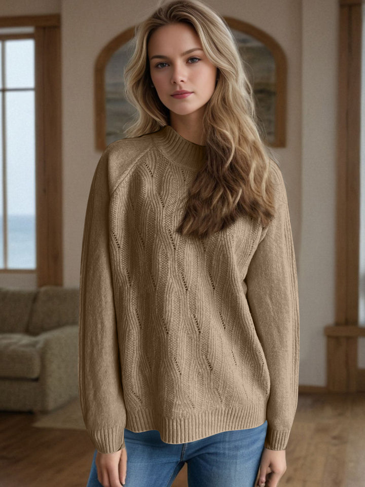 Mock Neck Long Sleeve Sweater Trendsi