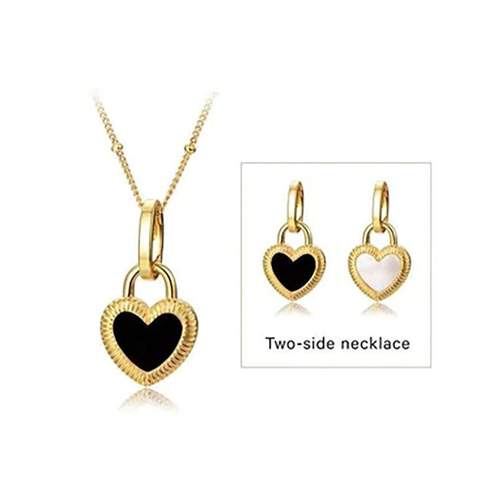 New Titanium Steel 18K Gold Double-sided Love Heart-shaped Small Lock Pendant Necklace - Super Amazing Store