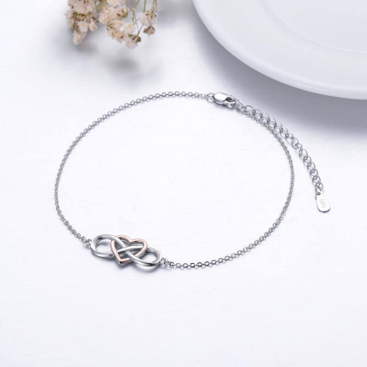 Sterling Silver Infinity Anklet with Heart Endless Love Jewelry - Super Amazing Store