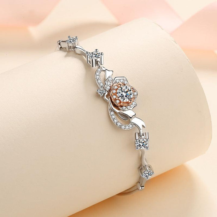 A Rose Bracelet Female S925 Silver Bracelet Inlaid Moissanite Bracelet - Super Amazing Store