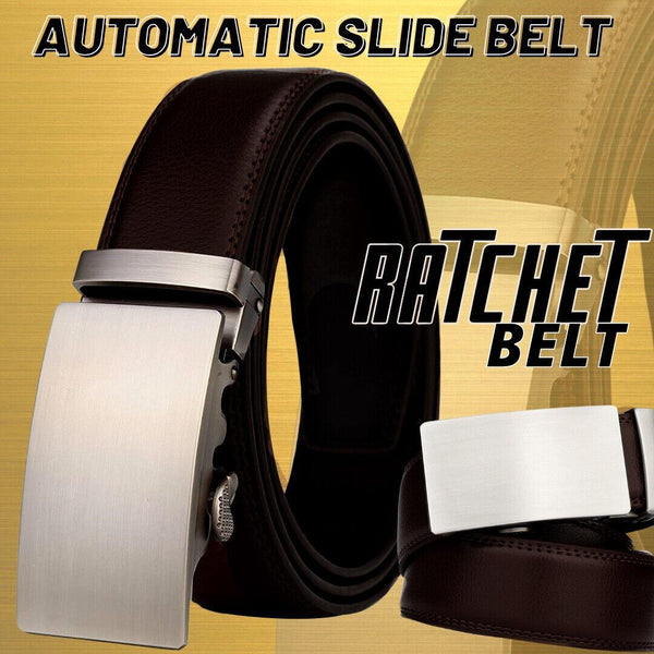 Microfiber Leather Mens Ratchet Belt Belts For Men Adjustable Automatic Buckle Dark Brown - Super Amazing Store