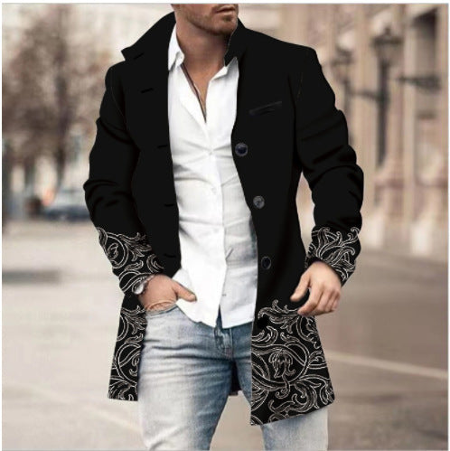 Men's Woolen Stand Collar Mid-length Casual Coat Q2