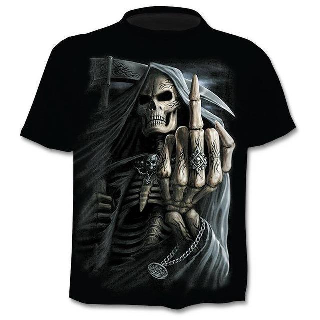 T-shirt Men Punk Style Top Tees Skull Gothic - Super Amazing Store