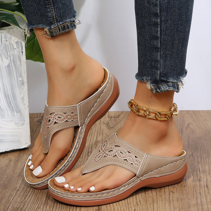 Clip Toe Wedge Sandals Women Summer Flip Flops Slippers Beach Shoes Q2