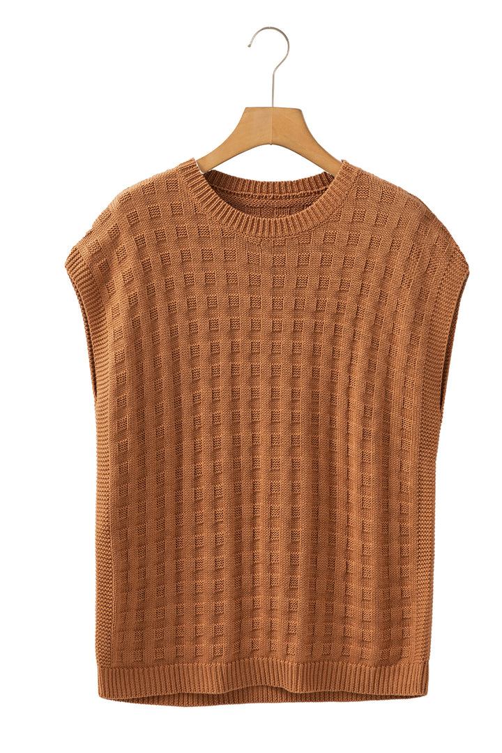 Round Neck Cap Sleeve Sweater Vest Trendsi